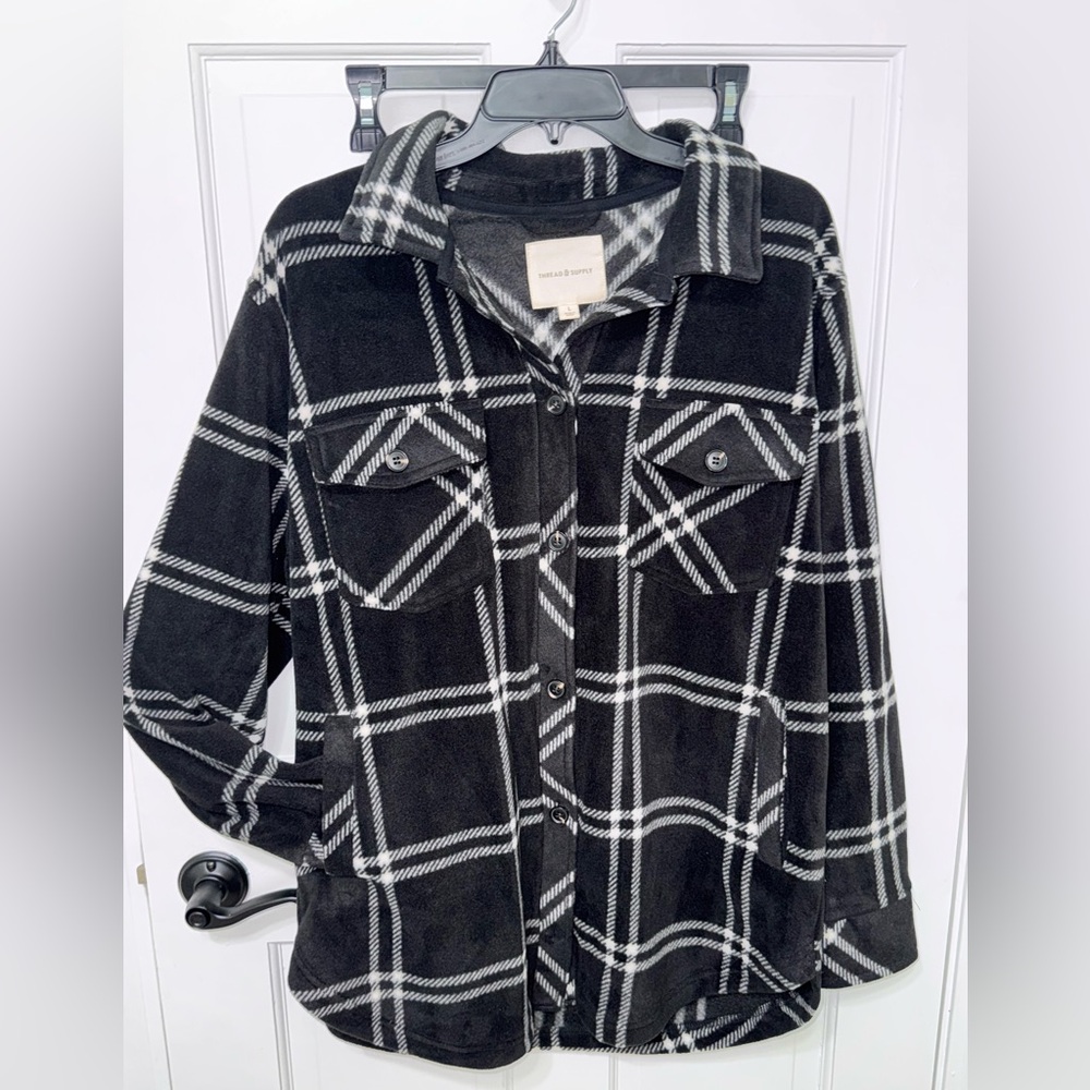 Thread & Supply Black and White Plaid Jacket